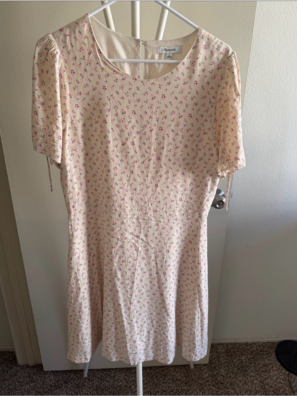 Madewell Cream Mini Dress with Pink Floral Print